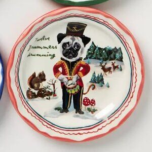 Anthropologie Nathalie Lete Twelve Days of Christmas Plate Twelve Drummers NEW
